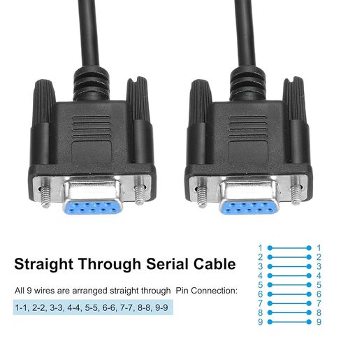 Generic 6.6 ft DB9 RS232 Serial Cable, Straight Through RS-232 Female to Female 9 Pin Extension Cable for Data Communication, Black in Saudi Arabia