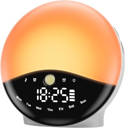 Wake Up Light Sunrise Alarm Clock for Bedrooms, Rechargeable Sound Machine Night Light, 28 Sleep Sounds, 12 Colors, Dual Alarms, White Noise Sound Machine for Baby and Adults in Saudi Arabia
