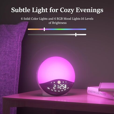 Wake Up Light Sunrise Alarm Clock for Bedrooms, Rechargeable Sound Machine Night Light, 28 Sleep Sounds, 12 Colors, Dual Alarms, White Noise Sound Machine for Baby and Adults in Saudi Arabia