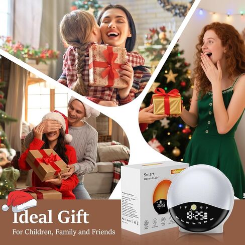 Wake Up Light Sunrise Alarm Clock for Bedrooms, Rechargeable Sound Machine Night Light, 28 Sleep Sounds, 12 Colors, Dual Alarms, White Noise Sound Machine for Baby and Adults in Saudi Arabia