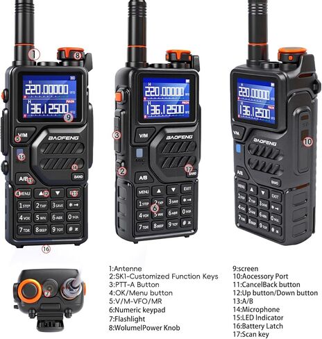 BAOFENG K5PLUS 10W Ham Radios Charginng for Hunting Survival Gear,NOAA Weather Radio with Copy Frequency in Saudi Arabia