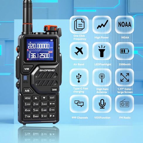 BAOFENG K5PLUS 10W Ham Radios Charginng for Hunting Survival Gear,NOAA Weather Radio with Copy Frequency in Saudi Arabia