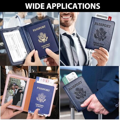 2-Pack Passport Holder Wallet for Women and Men, Travel Essentials for Family, Cruise Ship Must-Haves(Black Dark Blue) in Saudi Arabia