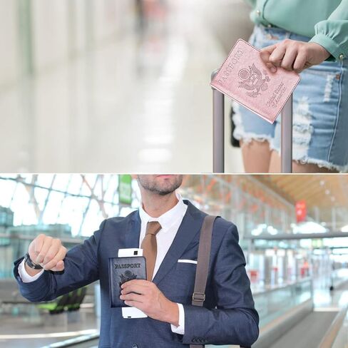 2-Pack Passport Holder Wallet for Women and Men, Travel Essentials for Family, Cruise Ship Must-Haves(Black Dark Blue) in Saudi Arabia