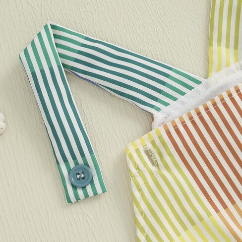 Toddler Baby Boy Girl Summer Clothes Rainbow Striped Overalls suspender shorts Romper Jumpsuit One Piece Outfit in Saudi Arabia