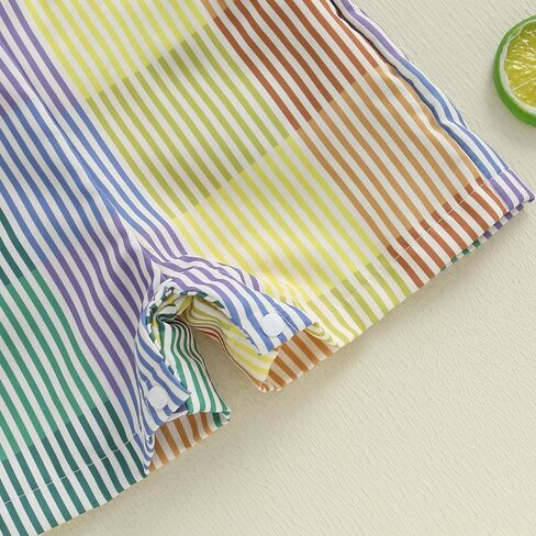 Toddler Baby Boy Girl Summer Clothes Rainbow Striped Overalls suspender shorts Romper Jumpsuit One Piece Outfit in Saudi Arabia