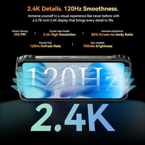 Blackview BL7000 AI 5G Rugged Phone Android 15, 24GB+256GB/2TB MTK Dimensity 6300, 6.78" FHD+ 120Hz, 50MP + Night Vision 20MP, 7500mAh/33W, Rugged Smartphone Dual SIM/T-Mobile/NFC/OTG/IP69K Waterproof in Saudi Arabia