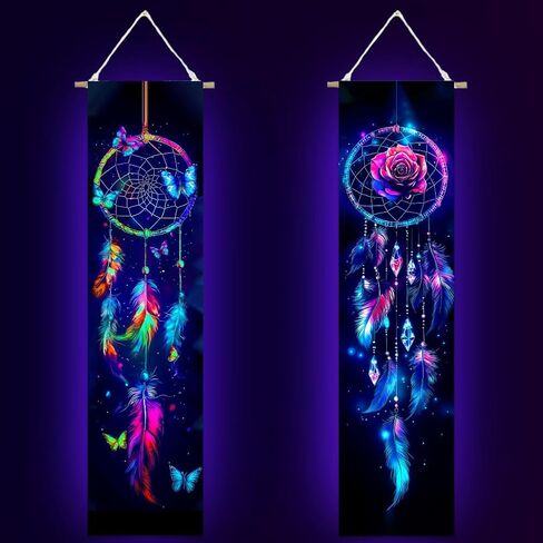 ACRNIGHEET حزمة من 2 نسيج الفطر Blacklight نسيج الأشعة فوق البنفسجية رد الفعل ملصق أسود ضوء المفروشات الفطر غرفة جمالية معلقة خلفية لغرفة النوم ديكور المنزل in Kuwait