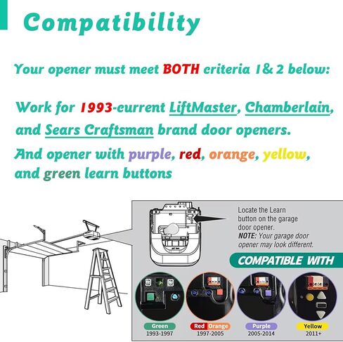 2 قطعة بديلة لجهاز Liftmaster Chamberlain Sears Craftsman 893MAX جهاز التحكم عن بعد لفتح باب المرآب، قطعتان in Kuwait
