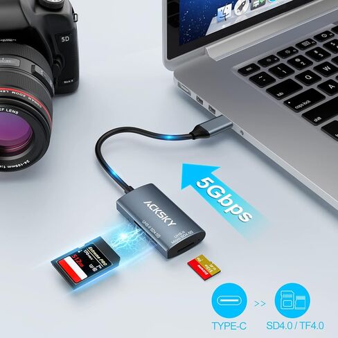 USB-C 4.0 Card Reader - Supports SD/SDHC/SDXC & Micro SDHC/SDXC/MMC UHS-I/II, for iPhone, iPad, MacBook Pro & Samsung S22 in Saudi Arabia