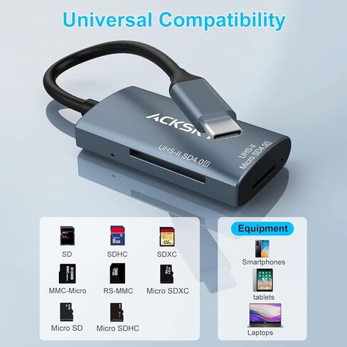 USB-C 4.0 Card Reader - Supports SD/SDHC/SDXC & Micro SDHC/SDXC/MMC UHS-I/II, for iPhone, iPad, MacBook Pro & Samsung S22 in Saudi Arabia