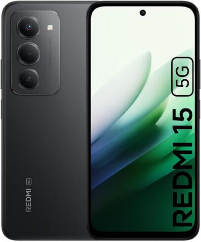 XIAOMI Redmi 15 5G NFC (متوافق مع Tmobile Tello Mint & Global) (256 جيجابايت + 8 جيجابايت) شريحة اتصال مزدوجة غير مقفلة 6.9 بوصة 50 ميجابكسل موديل 25057RN09E (أسود منتصف الليل) in Kuwait