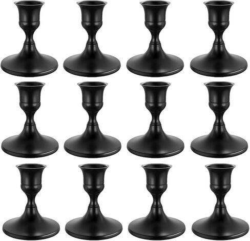 12 قطعة من حوامل الشموع المستدقة الفضية حامل الشمعدانات العتيق لديكور المنزل قطعة مركزية لطاولة الطعام وديكورات الحفلات والمهرجانات (فضي) in Kuwait