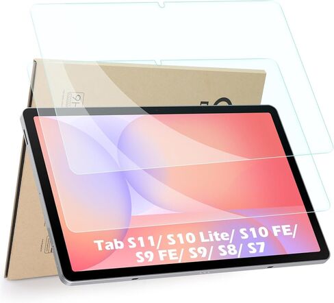 واقي شاشة مكون من عبوتين متوافق مع Samsung Galaxy Tab S11/ S10 Lite/ S10 FE/ S9 FE 10.9 بوصة/ S9/ S8/ S7 11 بوصة، زجاج مقسى [وضوح HD] [9 صلابة] [مضاد للخدش] [سهل التركيب] in Kuwait