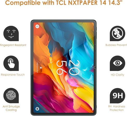 2-Pack Screen Protectors Compatible with TCL NXTPAPER 14 14.3" Tablet, Tempered Glass [HD Clarity] [9 Hardness] [Easy Installation] in Saudi Arabia