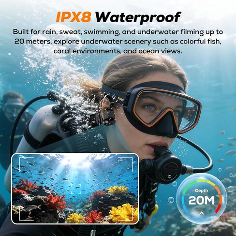 MusicCam World’s 1st Bone Conduction Headphones with Camera, Hand-Free POV 2K Camera Headphones, 6-Axis Stabilization, AI Functions, IP68 Open-Ear Bluetooth Wireless Sport Earphones with APP in Saudi Arabia