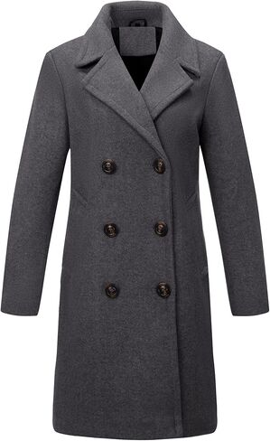 معطف Bellivera النسائي للخريف والشتاء أنيق ذو طية صدر مدببة ومعطف واق من المطر بصدر واحد مع ياقة من الفرو الصناعي قابلة للفصل in Kuwait