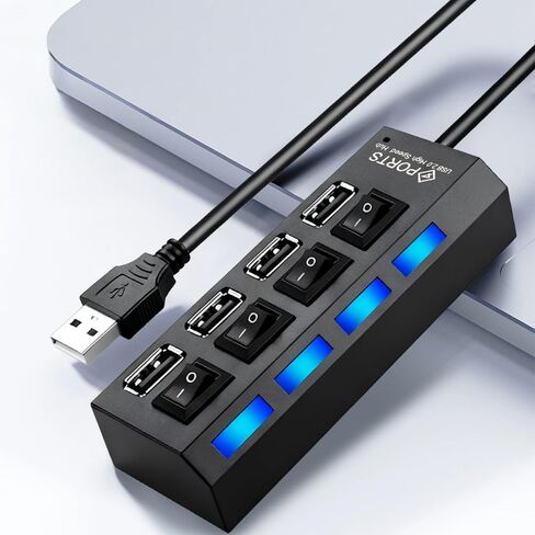 موزع USB بأربعة منافذ مع مؤشرات LED، ومنافذ 3.0 عالية السرعة و7.0 منافذ، يعمل بجهد 5 فولت، وتبديل مستقل للوحات المفاتيح والفئران وبطاقات الذاكرة، وتصميم مضغوط للأجهزة الطرفية للكمبيوتر in Saudi Arabia