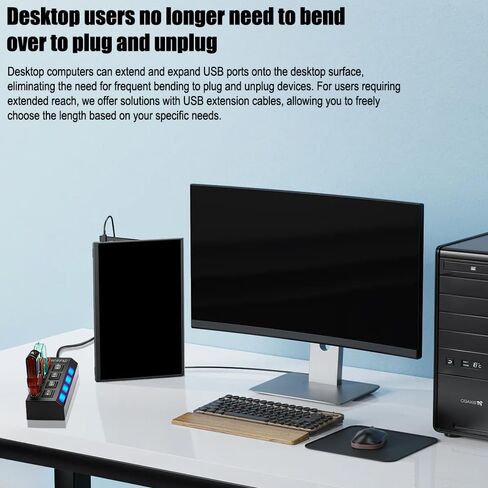 موزع USB بأربعة منافذ مع مؤشرات LED، ومنافذ 3.0 عالية السرعة و7.0 منافذ، يعمل بجهد 5 فولت، وتبديل مستقل للوحات المفاتيح والفئران وبطاقات الذاكرة، وتصميم مضغوط للأجهزة الطرفية للكمبيوتر in Saudi Arabia