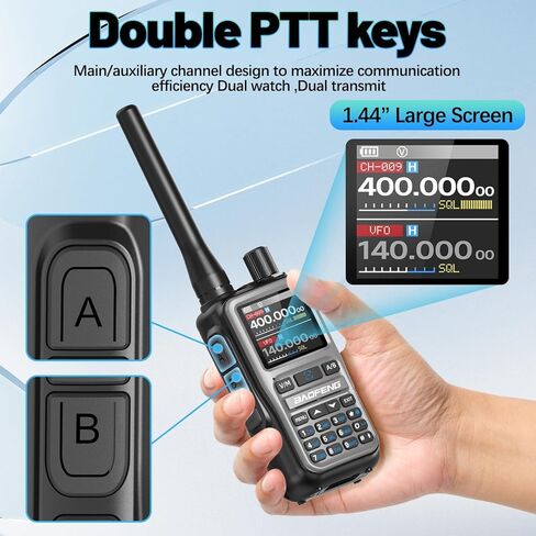راديو Baofeng UV-5R Mini Ham راديو طويل المدى محمول باليد في اتجاهين، راديو NOAA للطقس مزدوج PTT قابل لإعادة الشحن، أجهزة اتصال لاسلكية طويلة المدى برمجة 999CH USB-C شحن راديو البقاء على قيد الحياة مع ميكروفون مكبر الصوت in Kuwait