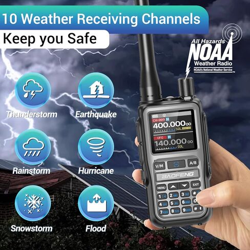 راديو Baofeng UV-5R Mini Ham راديو طويل المدى محمول باليد في اتجاهين، راديو NOAA للطقس مزدوج PTT قابل لإعادة الشحن، أجهزة اتصال لاسلكية طويلة المدى برمجة 999CH USB-C شحن راديو البقاء على قيد الحياة مع ميكروفون مكبر الصوت in Kuwait