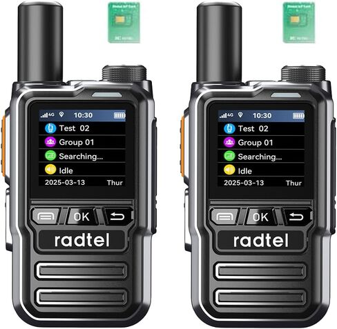 راديو Radtel P8 PoC (اضغط للتحدث عبر الهاتف الخلوي)، أجهزة اتصال لاسلكية محمولة على مستوى البلاد غير محدودة، أجهزة راديو ثنائية الاتجاه قابلة لإعادة الشحن مع مصباح يدوي، راديو GXIN Ham لمسافات طويلة (عبوتان مع شريحتي اتصال) in Kuwait