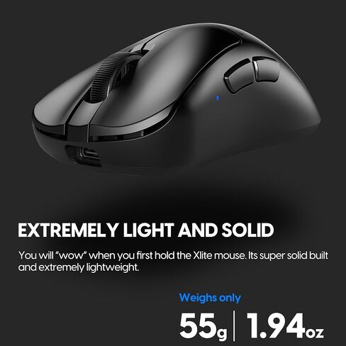 Pulsar Gaming Gears - ماوس ألعاب لاسلكي متوسط ​​الحجم Xlite v3، خفيف الوزن للغاية 1.94 أونصة (55 جم)، مفاتيح بصرية مريحة، مستشعر بصري PAW3395 (متوسط، لاسلكي، أسود) (متجدد) in Kuwait
