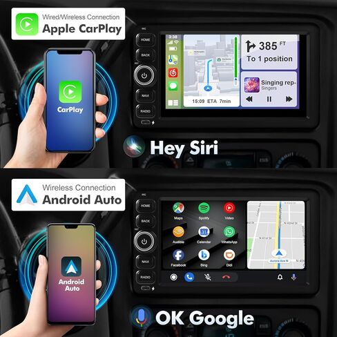 7 بوصة IPS 2+64 جيجابايت تعمل باللمس Android 14 ستيريو سيارة لسيارة شيفروليه سيلفرادو إمبالا تاهو جي إم سي سييرا يوكون هامر مع CarPlay وراديو السيارة Android Auto، يدعم WiFi 6، بلوتوث 5.4، كاميرا احتياطية in Kuwait