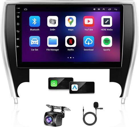 راديو سيارة 4G+64G Android 13 لسيارة Toyota Camry 2015 2016 2017، 10.1 بوصة تعمل باللمس Carplay اللاسلكي وAndroid Auto يدعم ترقية راديو شاشة اللمس مع كاميرا AHD، ملاحة GPS، SWC، WiFi، FM، بلوتوث in Saudi Arabia