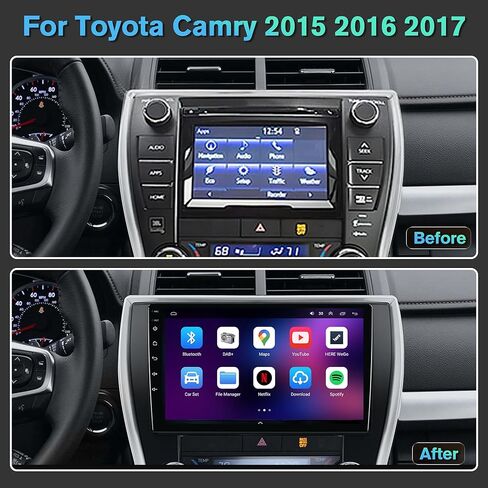 راديو سيارة 4G+64G Android 13 لسيارة Toyota Camry 2015 2016 2017، 10.1 بوصة تعمل باللمس Carplay اللاسلكي وAndroid Auto يدعم ترقية راديو شاشة اللمس مع كاميرا AHD، ملاحة GPS، SWC، WiFi، FM، بلوتوث in Saudi Arabia