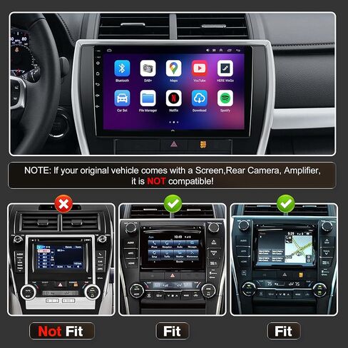 راديو سيارة 4G+64G Android 13 لسيارة Toyota Camry 2015 2016 2017، 10.1 بوصة تعمل باللمس Carplay اللاسلكي وAndroid Auto يدعم ترقية راديو شاشة اللمس مع كاميرا AHD، ملاحة GPS، SWC، WiFi، FM، بلوتوث in Saudi Arabia