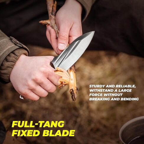 Pocket Fixed Blade Knife with Wood Handle and Leather Sheath for Camping, Outdoor Hunting,Tactical, Survival and EDC in Saudi Arabia