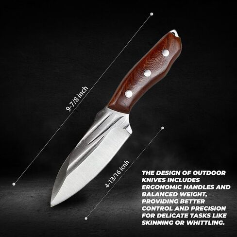 Pocket Fixed Blade Knife with Wood Handle and Leather Sheath for Camping, Outdoor Hunting,Tactical, Survival and EDC in Saudi Arabia