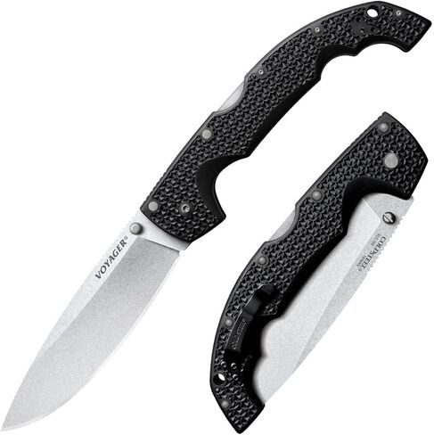 COLD STEEL XL Voyager 5.5" AUS10A Drop Point Razor-Sharp Blade 6.75" Griv-Ex Handle Everyday Carry Tactical Folding Knife w/Tri-Ad Lock in Saudi Arabia