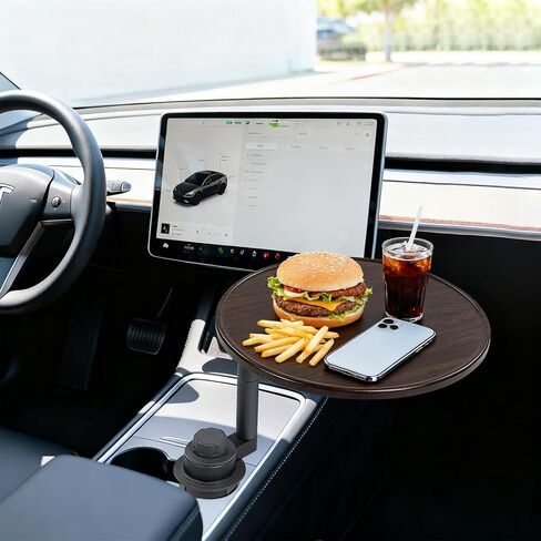 طاولة صينية السيارة للكمبيوتر المحمول وتناول الطعام - مكتب سيارة من خشب البتولا يدور 360 درجة، صينية عجلة القيادة وطاولة حامل أكواب، مكتب سيارة للكمبيوتر المحمول، متوافق مع سيارات السيدان وسيارات الدفع الرباعي والشاحنات والمركبات الترفيهية in Kuwait