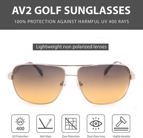 نظارات شمسية أفياتور AV2 غير مستقطبة - للجنسين - تقنية العدسات ثنائية المنطقة، بدون تشويه in Saudi Arabia