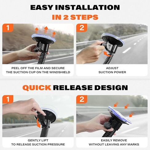 APPS2Car لحامل هاتف الشاحنة MagSafe للخدمة الشاقة، كوب شفط كبير للغاية مقاس 4.33 بوصة، 20 مغناطيسًا قويًا، ذراع طويل مزدوج الضلع فائق الثبات، حامل هاتف مغناطيسي للالتقاط، شبه الشاحنات، الجرار in Kuwait