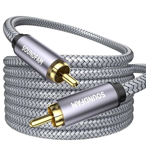 90 Degree Subwoofer Cable 10ft/3M,Right Angle RCA Cable Male to Male for Subwoofer，Amplifier-Grey in Kuwait