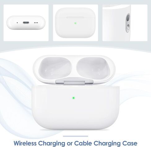 حافظة شحن لـ AirPods Pro الجيل الأول/الثاني، منفذ شاحن لـ Airpod Pro 2nd/1 علبة شاحن بديلة مدمجة 660 مللي أمبير في الساعة تدعم البطارية اللاسلكية والسلكية (Case pro 1/2 L Port) in Kuwait