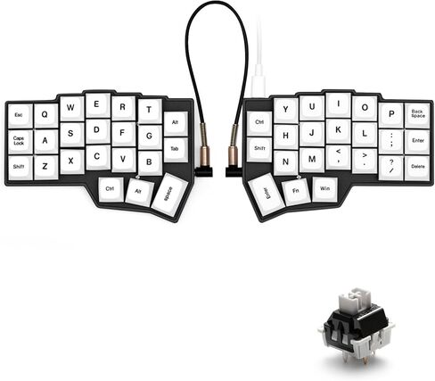 لوحة مفاتيح ميكانيكية سلكية مريحة من YIVU Corne V4.1 | 40% تخطيط متعامد 3x6، 46 مفتاحًا | RGB قابل للتبديل السريع لكل مفتاح | قارورة/QMK قابلة للبرمجة | المفاتيح الخطية مسبقة التشحيم in Kuwait