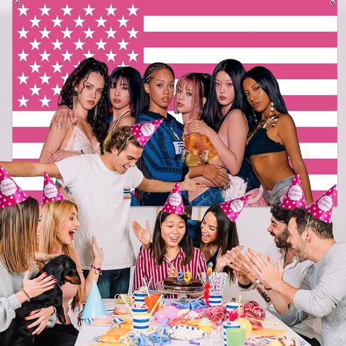 Singer Kattseye Poster Birthday Party Decorations Backdrop Banner 5x3 Ft Pink Flag Themed Birthday Banner Background Photo Booth Props for Home Bedroom Office Party Decor in Saudi Arabia