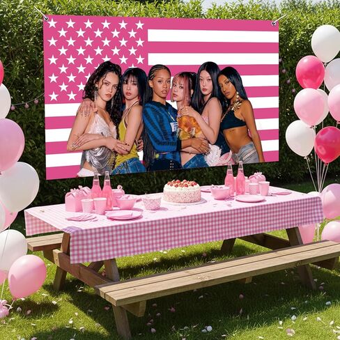 Singer Kattseye Poster Birthday Party Decorations Backdrop Banner 5x3 Ft Pink Flag Themed Birthday Banner Background Photo Booth Props for Home Bedroom Office Party Decor in Saudi Arabia