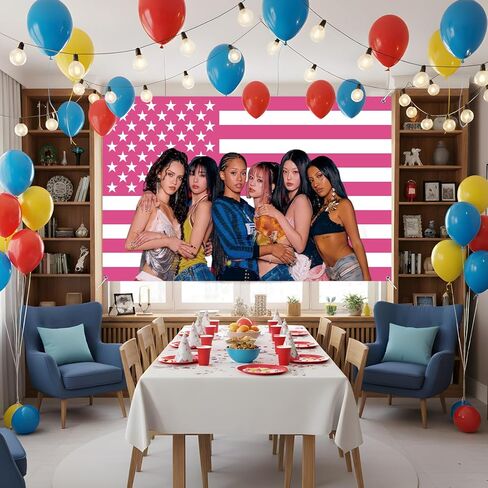 Singer Kattseye Poster Birthday Party Decorations Backdrop Banner 5x3 Ft Pink Flag Themed Birthday Banner Background Photo Booth Props for Home Bedroom Office Party Decor in Saudi Arabia