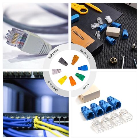 100 قطعة غطاء أحذية موصل Rj45 غطاء كابل شبكة بلاستيكي 0.6-0.65 مم لتخفيف الضغط لمقابس إيثرنت مناسبة لحماية وإصلاح كابل الشبكة in Saudi Arabia