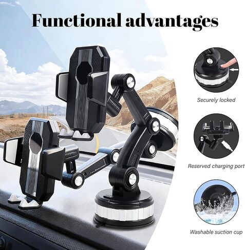 Dash Mount Phone Holder for Mini John Cooper Works 2009-2026, One-Hand Release,Car Charger Dash Windshield,360°Rotation Vacuum Suction Cup Phone Mount,A-Black in Saudi Arabia