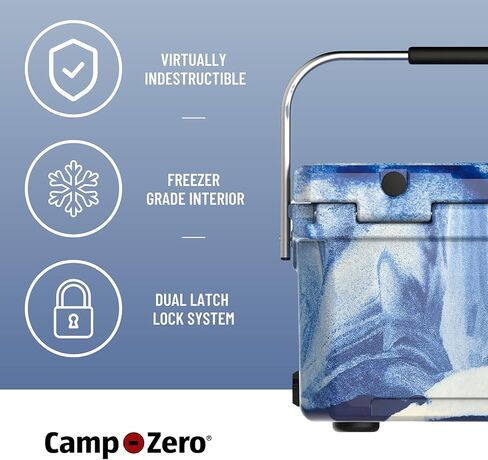 مبرد صلب CAMP-ZERO سعة 21 لترًا - صندوق ثلج معزول مع 4 حاملات أكواب - صندوق ثلج للسفر مقاوم للدب للمشروبات والمشروبات والشواء وصيد الأسماك والتخييم والخارج in Saudi Arabia