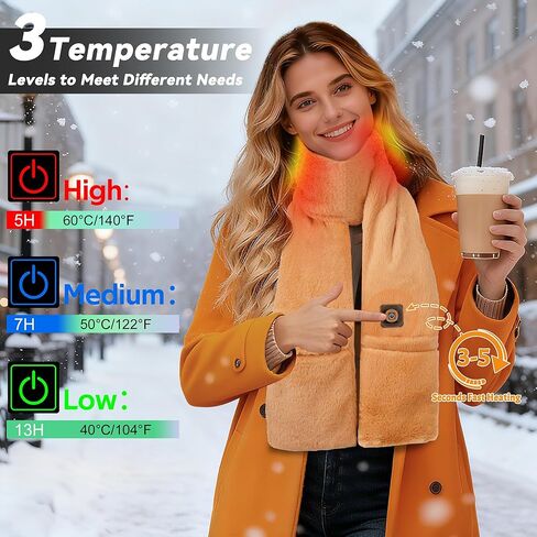 وشاح ساخن للنساء مع جيب، بطارية قابلة لإعادة الشحن 5000 مللي أمبير في الساعة 3 مستويات لدرجة الحرارة قابلة للتعديل لتدفئة الرقبة in Kuwait