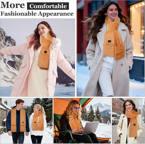 وشاح ساخن للنساء مع جيب، بطارية قابلة لإعادة الشحن 5000 مللي أمبير في الساعة 3 مستويات لدرجة الحرارة قابلة للتعديل لتدفئة الرقبة in Kuwait