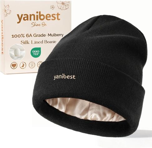 YANIBEST Mulberry Silk Lined Beanie, Winter Hats for Women Men Unisex, Soft Warm Knitted Slouchy Skull Cap in Saudi Arabia