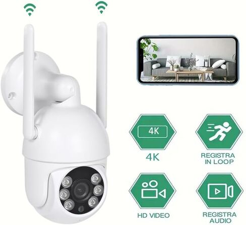 كاميرا قبة PTZ للأمان اللاسلكي بدقة 4K بدقة 8 ميجابكسل، صوت ثنائي الاتجاه/دعم بطاقة TF سعة 256 جيجا/إنذار اكتشاف الإنسان/رؤية ليلية ملونة/2.4G 5G WiFi، كاميرا Onvif P2P خارجية in Kuwait